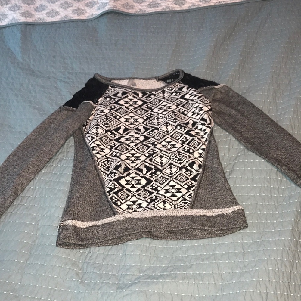 Lace shoulder sweater
